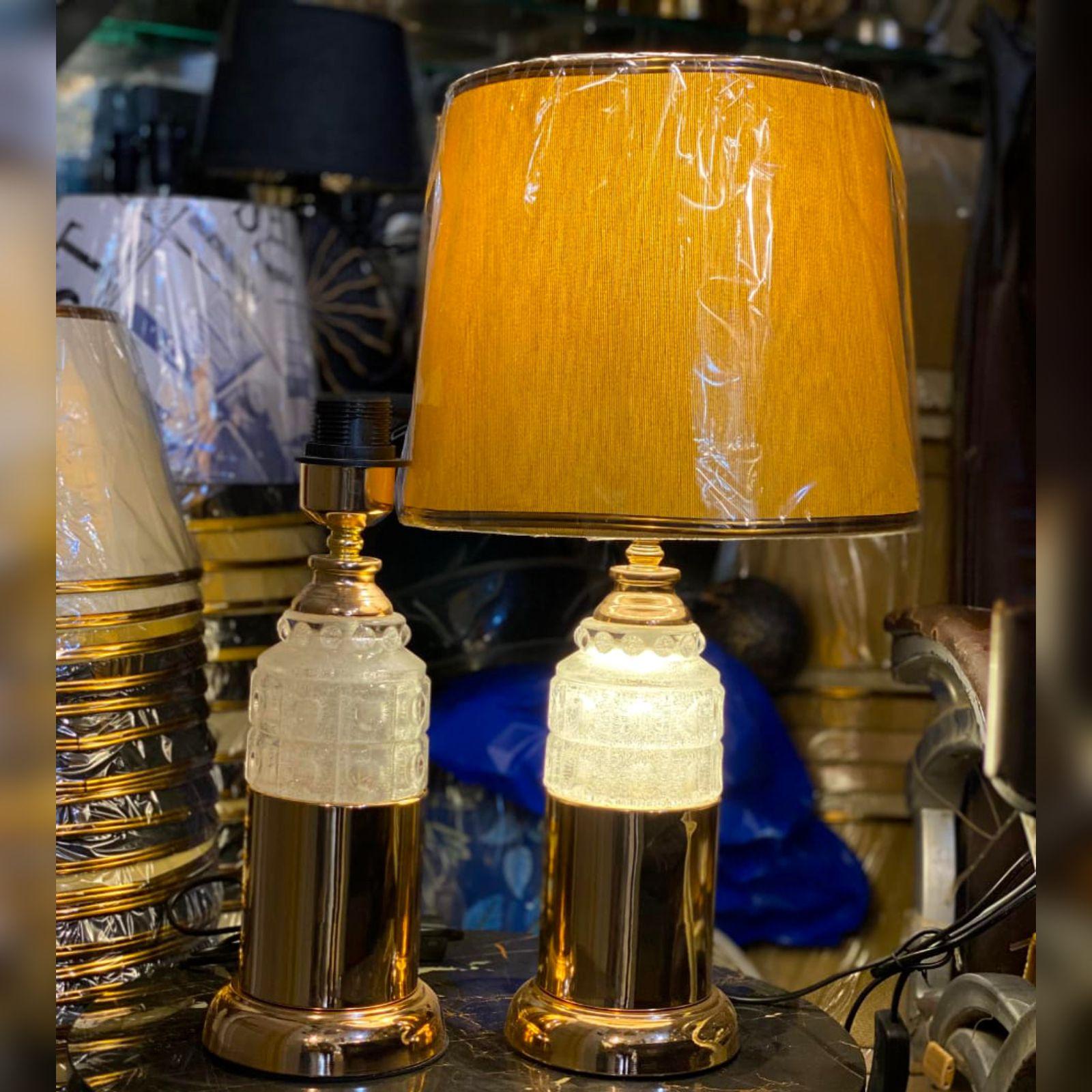 Golden Crystal Table Lamps with Fabric Shade