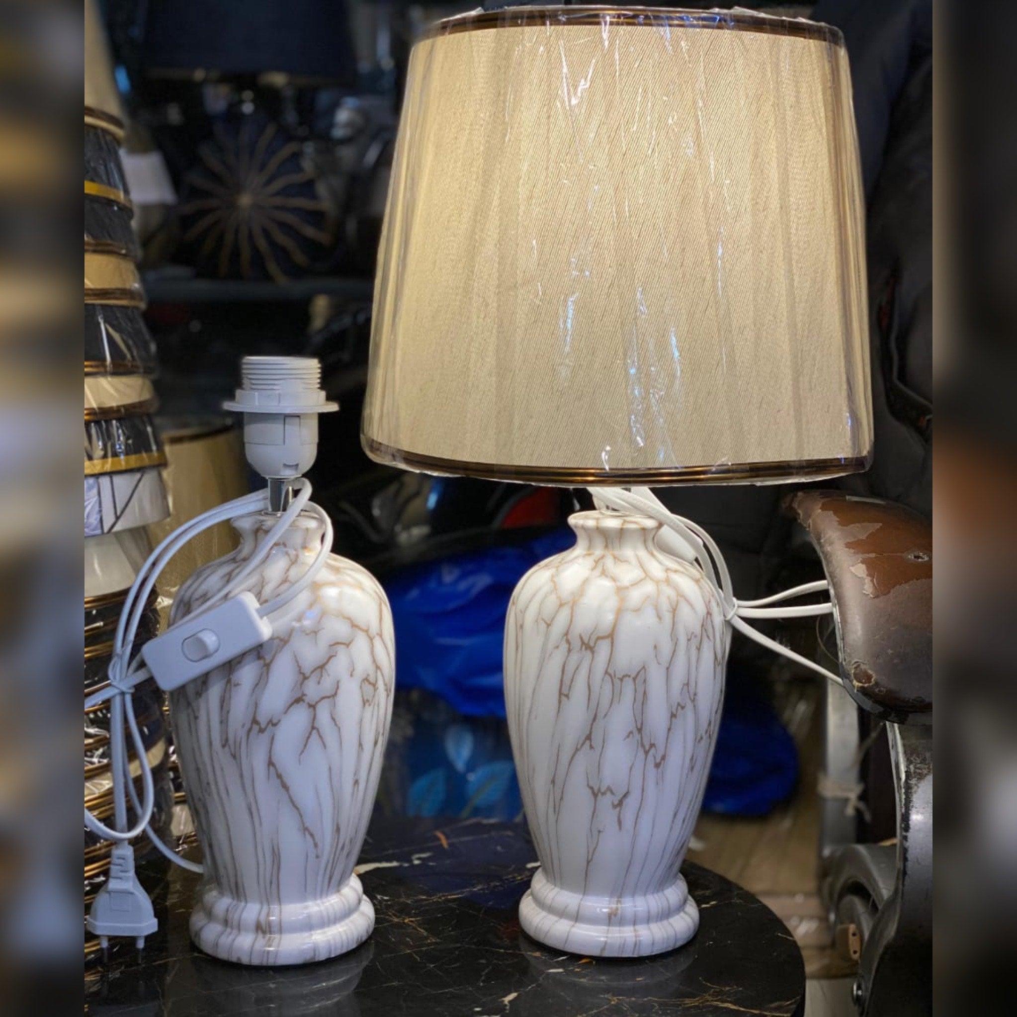 Ceramic Table Lamp with Marble Vein Design
