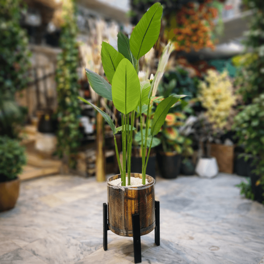 Artificial Banana Plant in Wooden  Planter