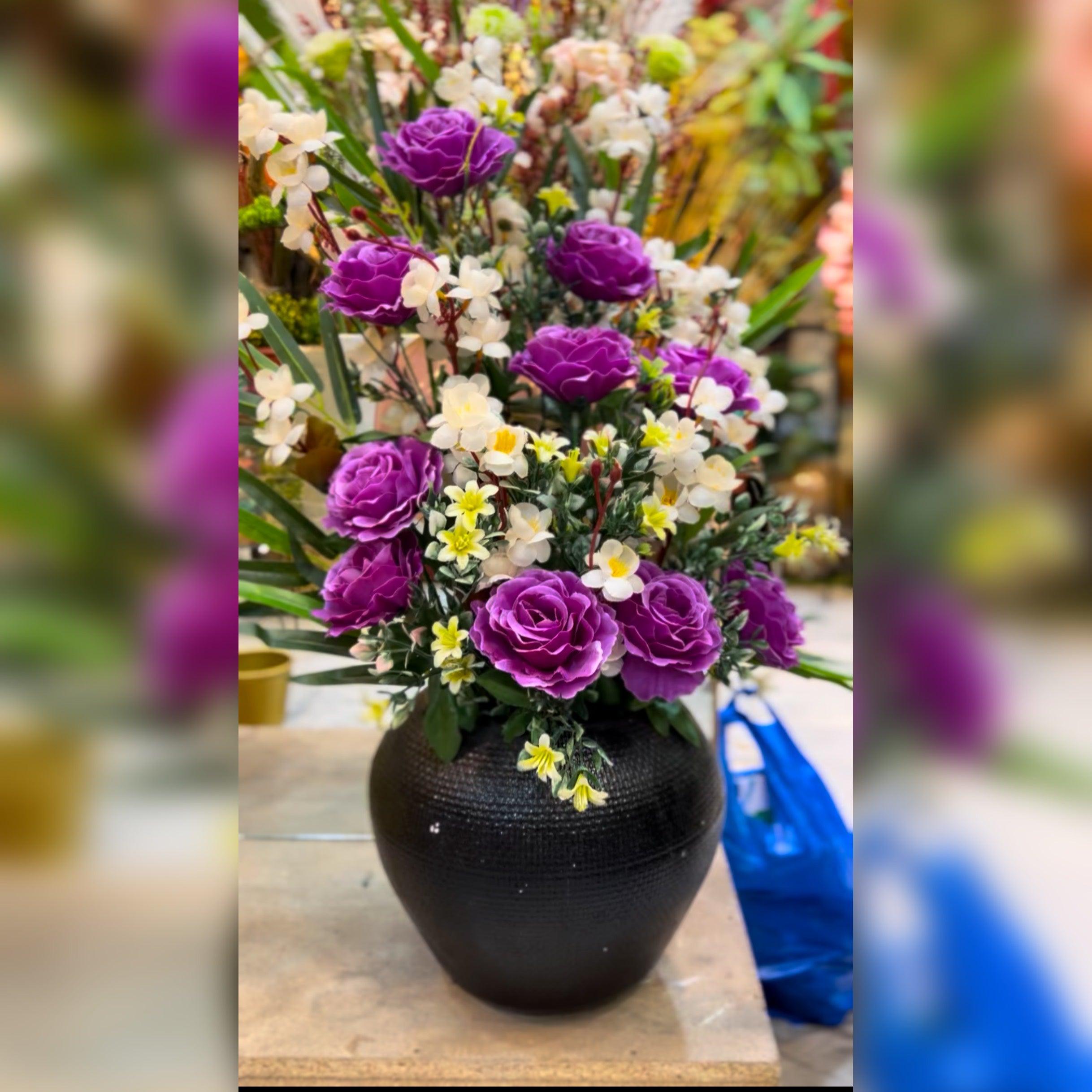 Artificial Rose and Lily Flower Arrangement 