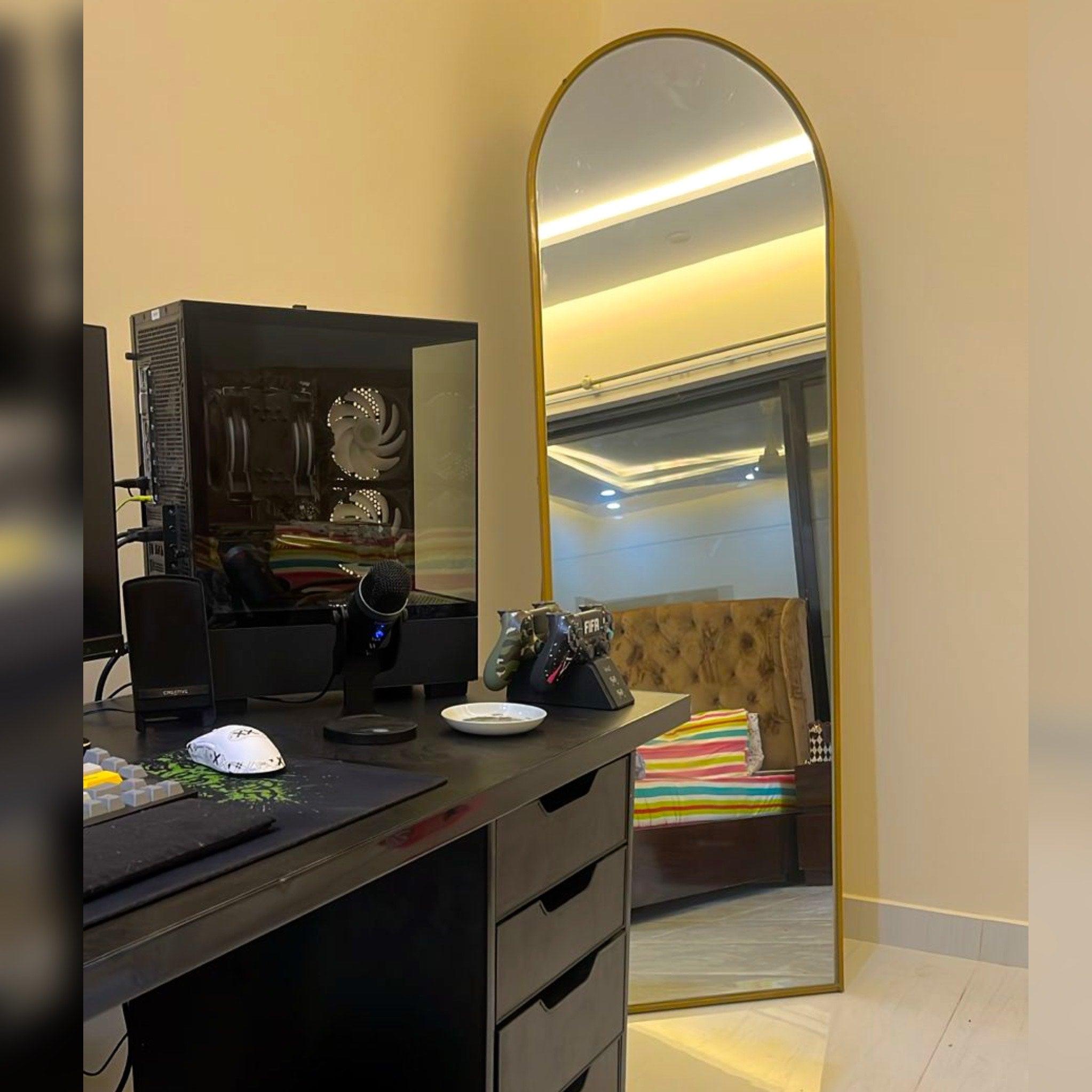 Full Length Arch Mirror with Iron Frame & Stand | Dome Design