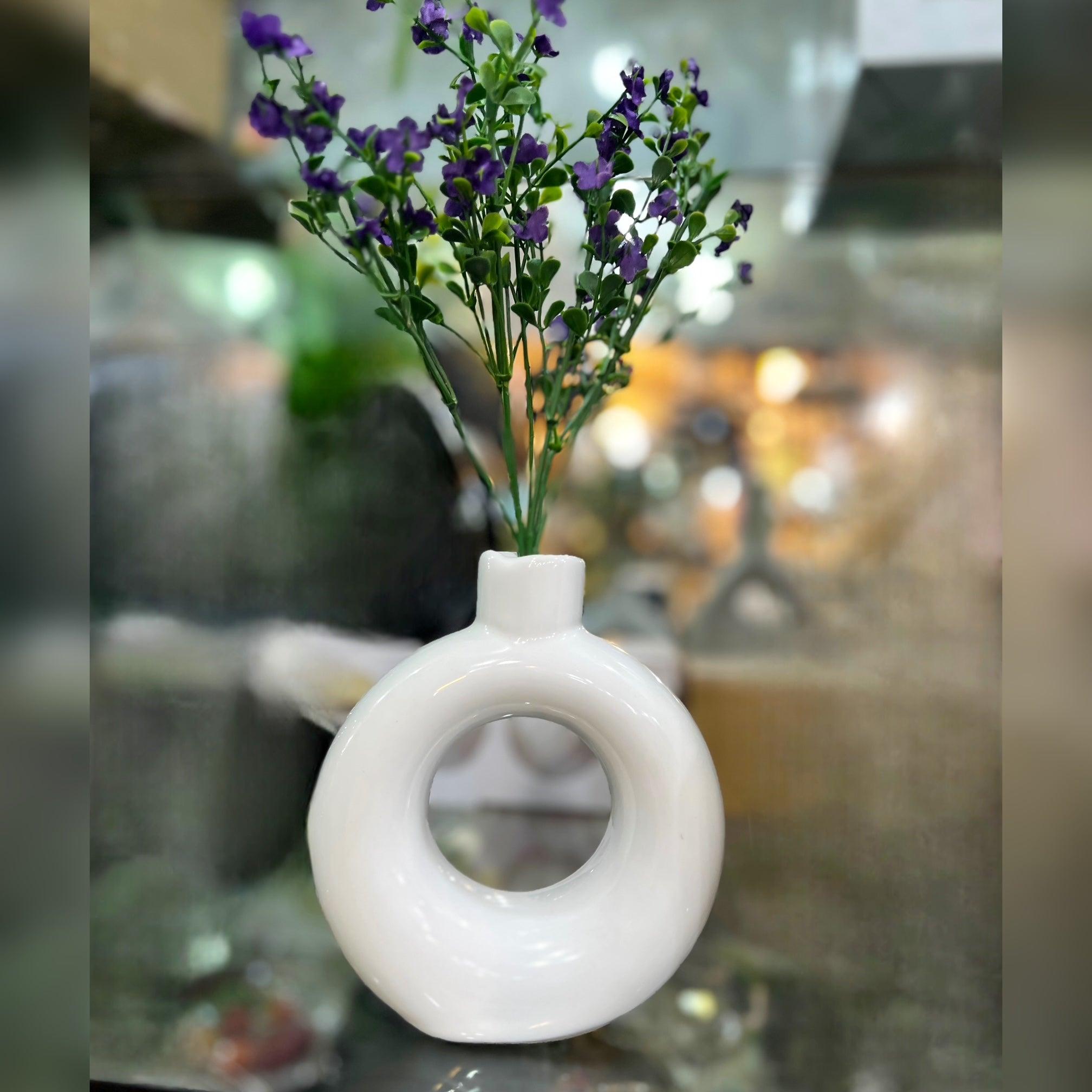 White Ceramic Donut Vase