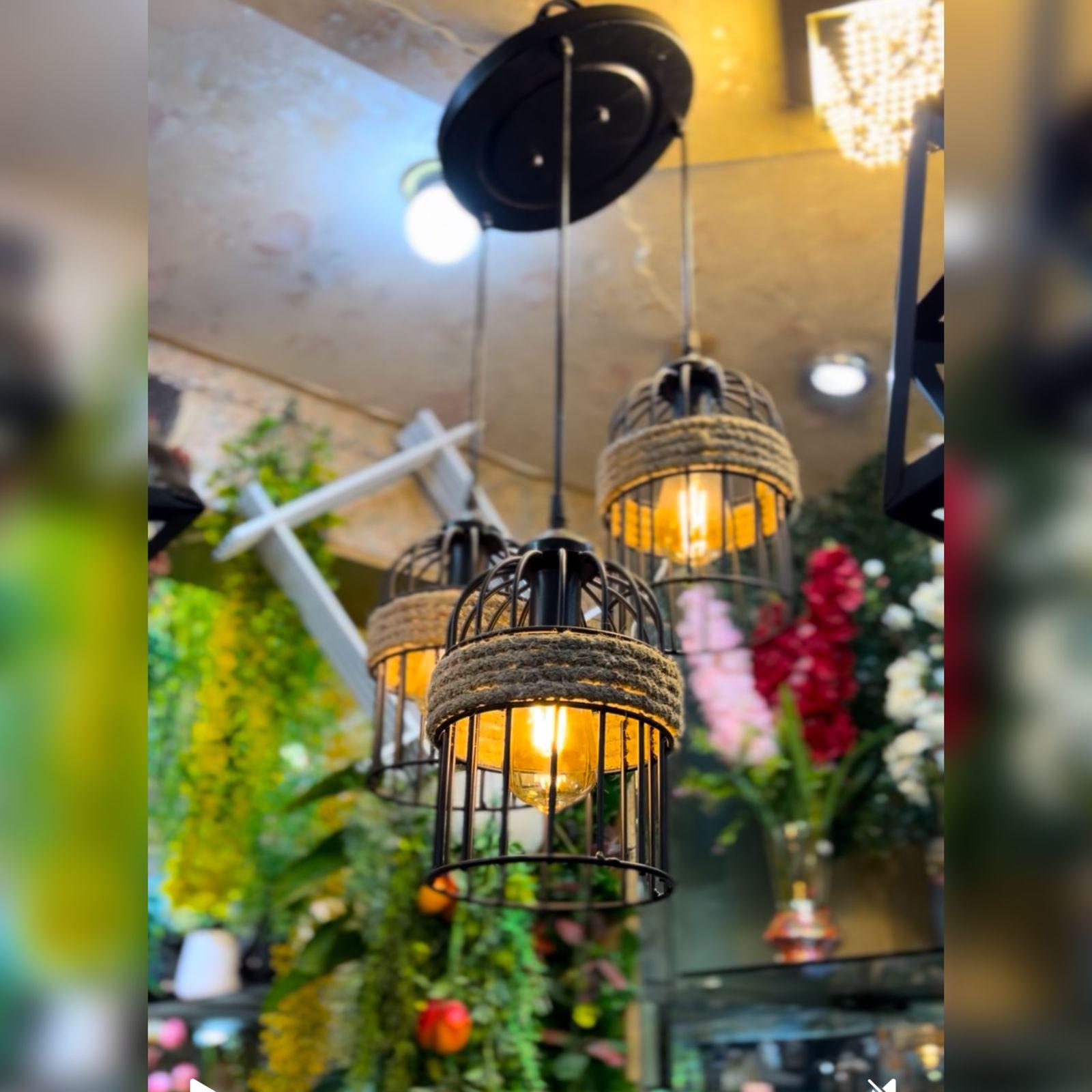 Rustic 3 Light Cage Pendant Chandelier