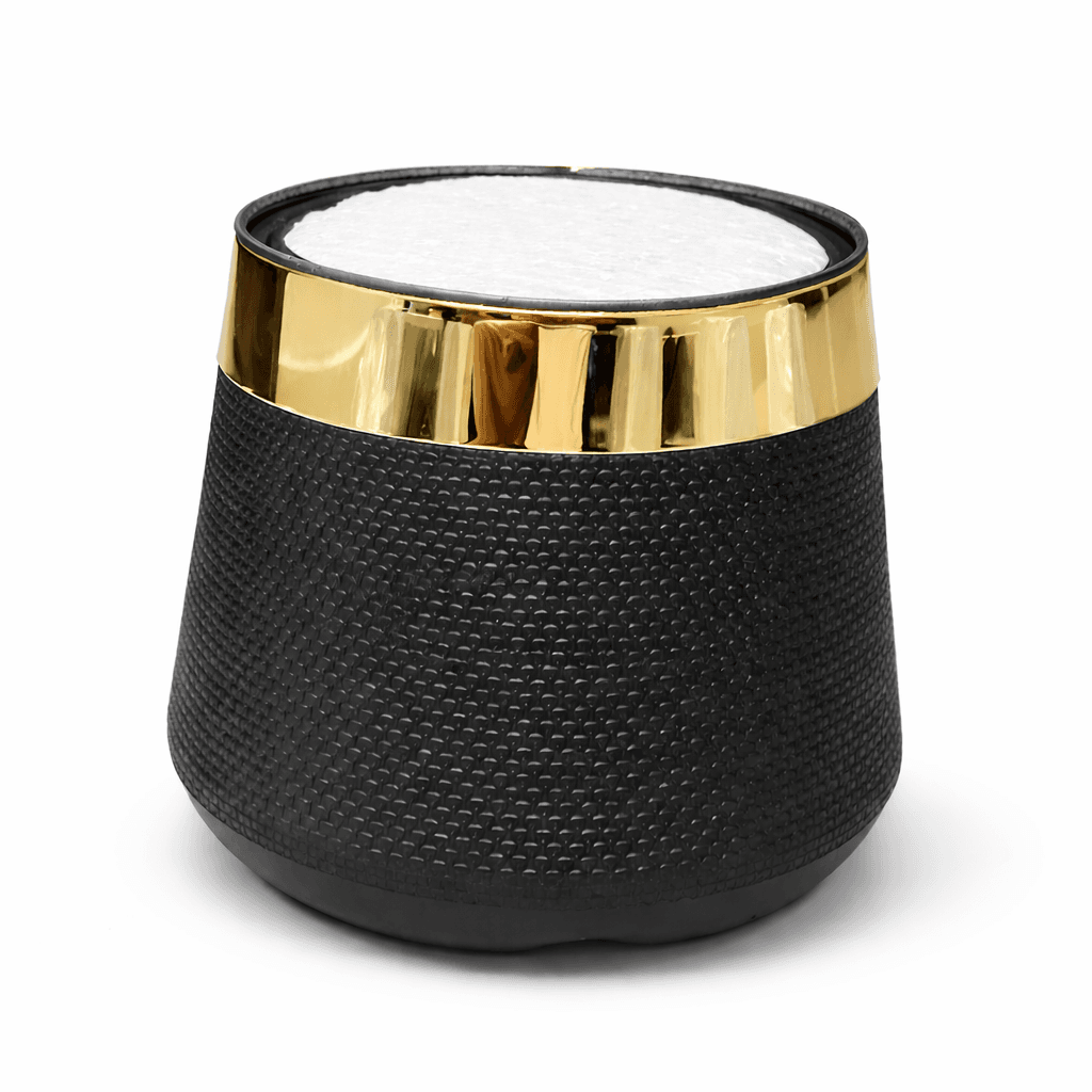 Black Grp planter with golden rim