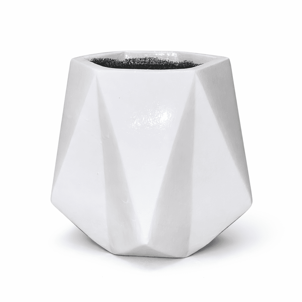 White Chalk Cut Design Planter