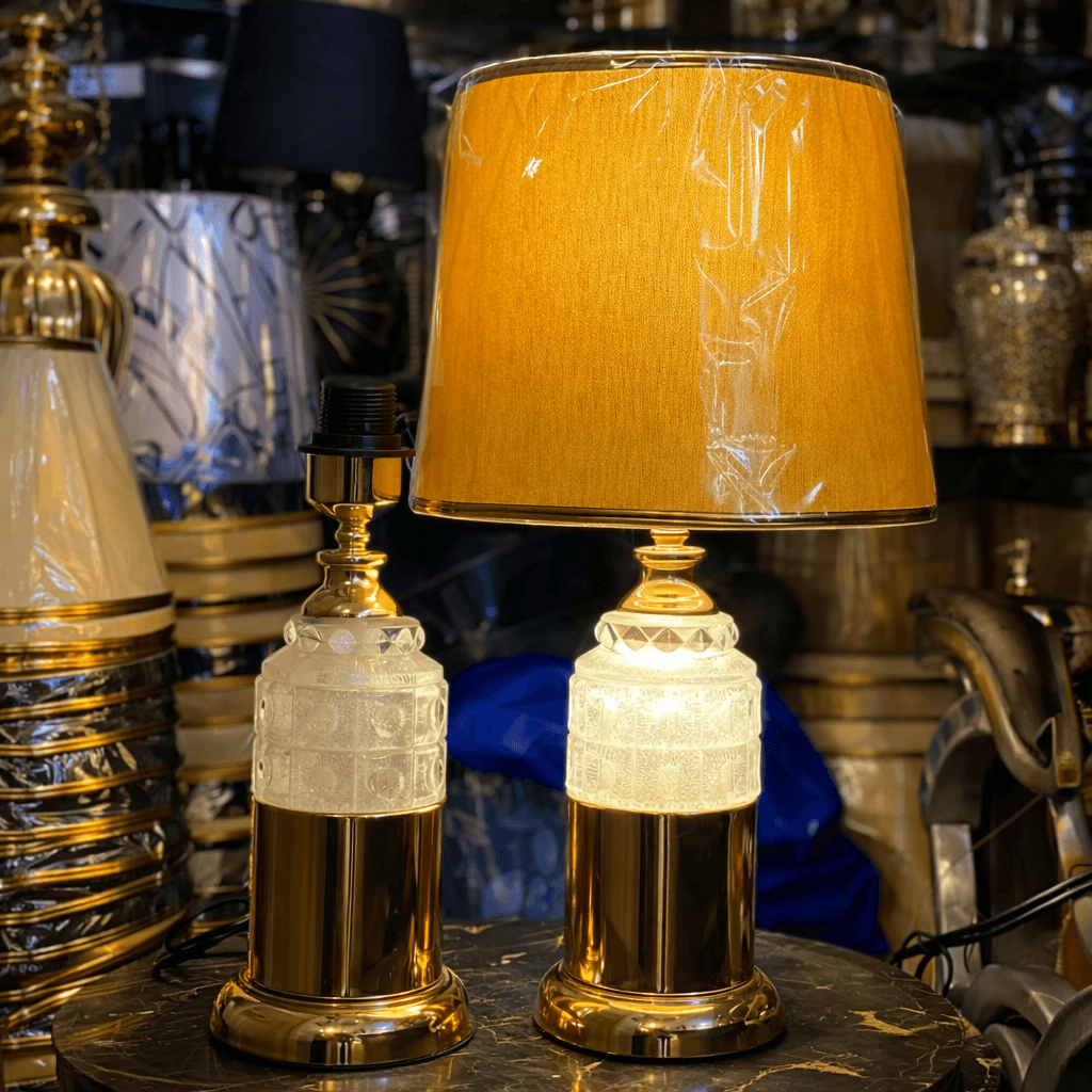 Golden Crystal Table Lamps with Fabric Shade