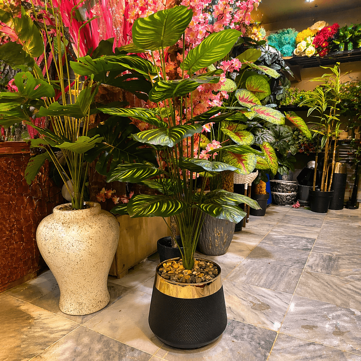 4.5 ft Artificial Money Plant in Black GRP Non-Breakable Planter