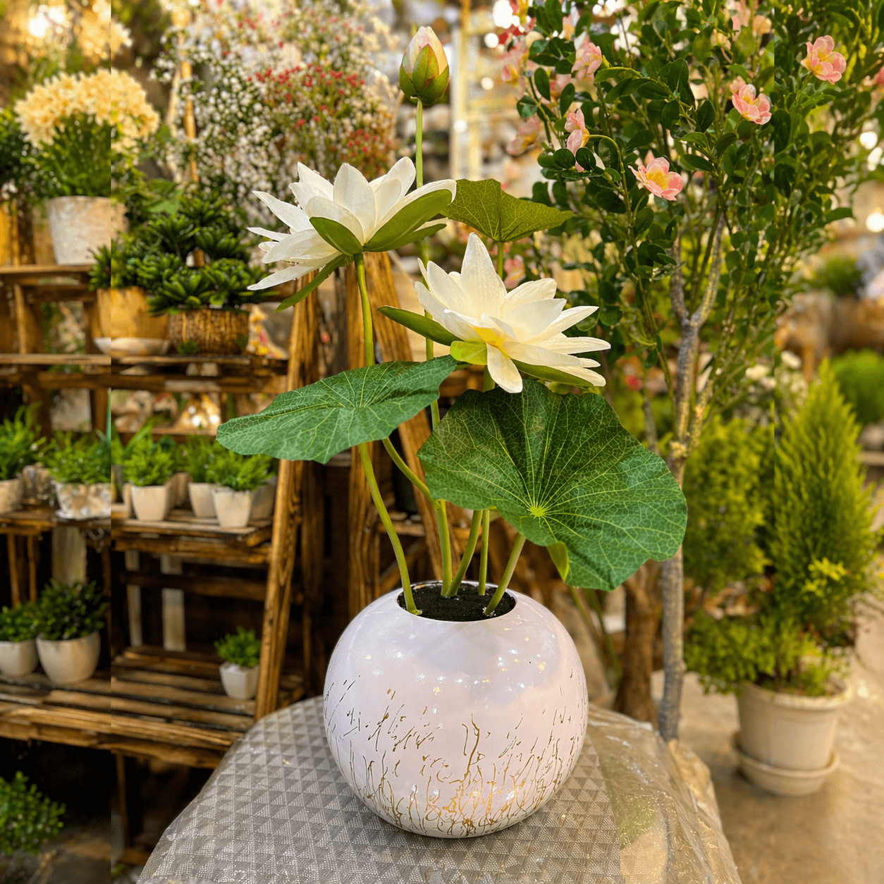 Lotus Lily Chalk Bowl Arrangement