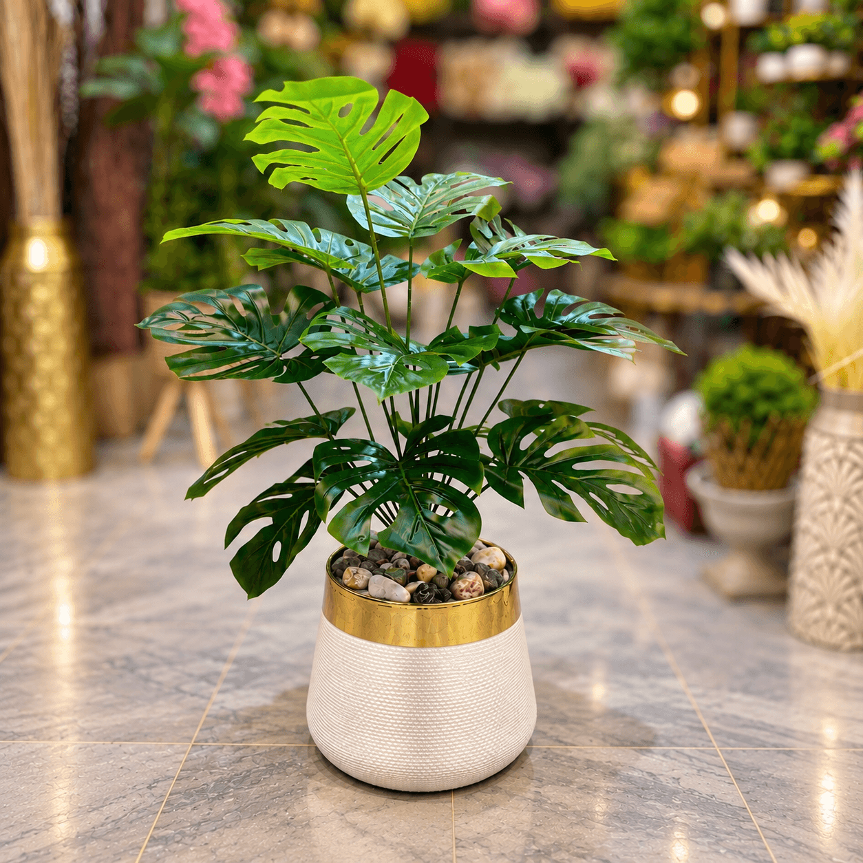 18 Leaf Artificial Monstera Plant with GRP Planter